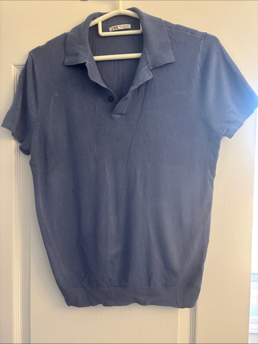 Zara Dusty Blue Short-Sleeve Polo
